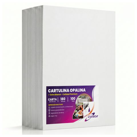 TARJETON OPALINA 220 GR 9 X 21 CM BLANCO 100 UNIDADES
